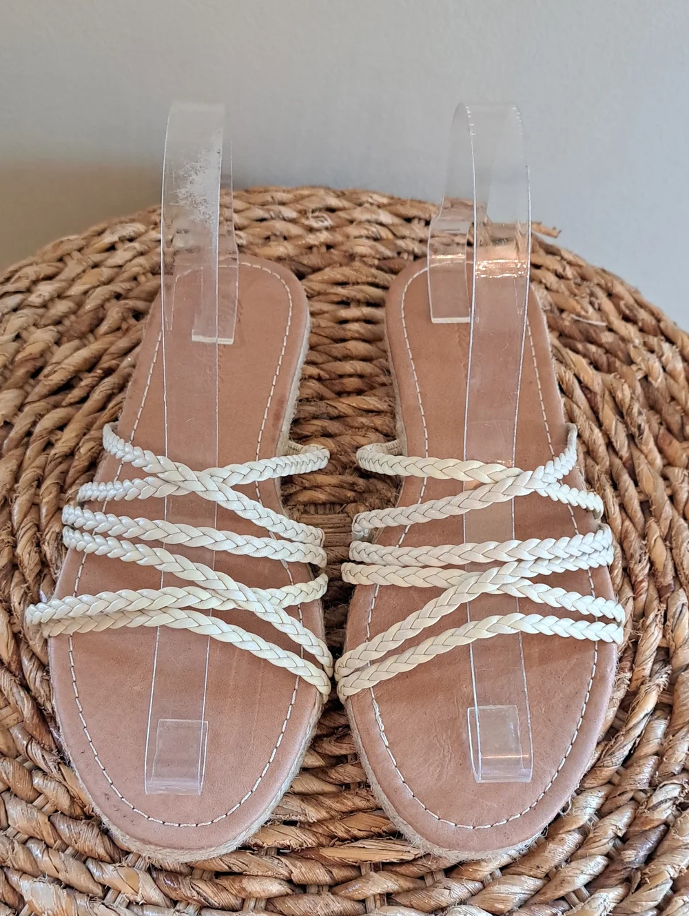 NWOT Madewell Womens Kathryn Ivory Braided Leather Espadrille Slide Sandals 8